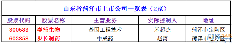 2020菏澤上市公司有哪些-菏澤上市公司名單