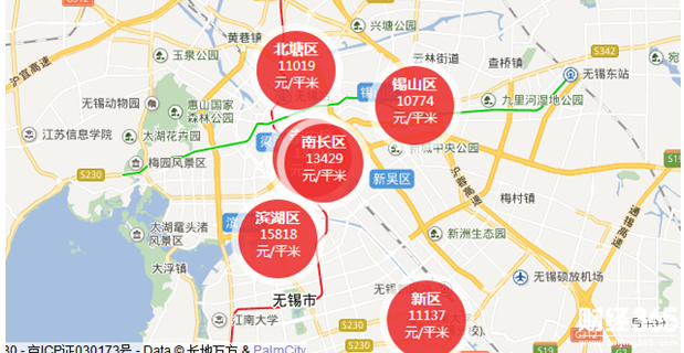無錫房價區域圖