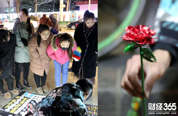 青年創業：小伙夜市用鋁線編玫瑰 高校女生駐足圍觀