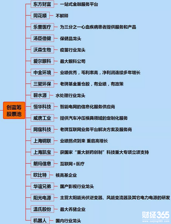 二十只精選創業板藍籌股（名單）
