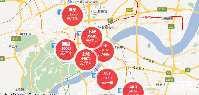 杭州房價區域圖