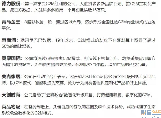 新題材C2M概念股梳理！